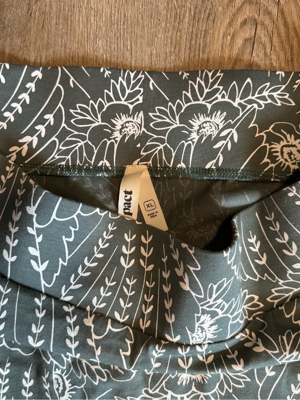 Pact Slate Green A-Line Tiered Skirt with White Floral Print - Picture 2 of 2